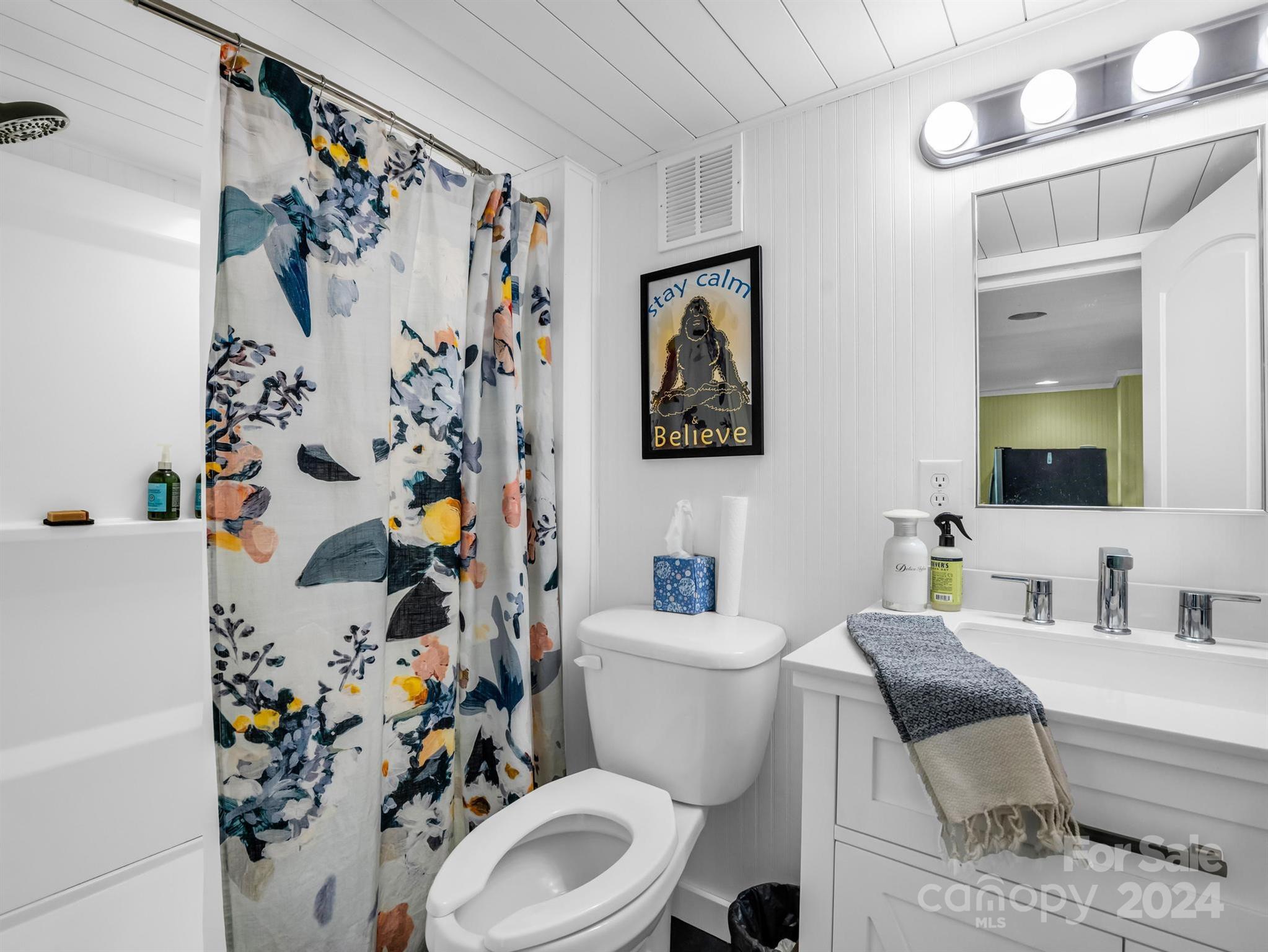 316 North Main Street Rutherfordton, NC 28139 - Photo 14 of 30 a bathroom with a toilet and shower curtain