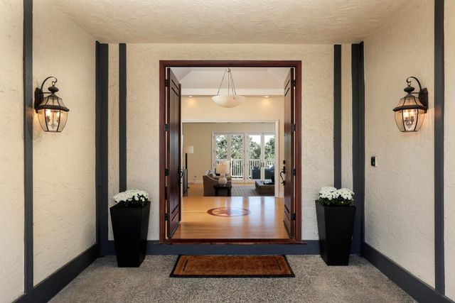 a living room with furniture