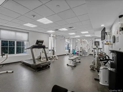 a view of a room with gym equipment
