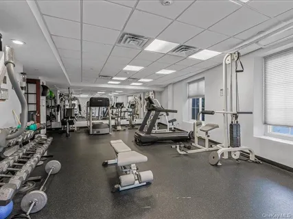 a view of a room with gym equipment