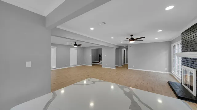 a view of a livingroom with a staircase