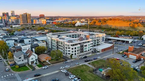 a view of a city with tall buildings