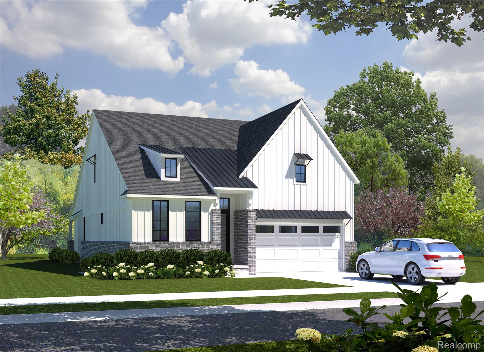 67 South Trail Court Troy, MI 48083 - Photo 1 of 1 Modern farmhouse style home featuring roof with shingles, board and batten siding, concrete driveway, and a garage