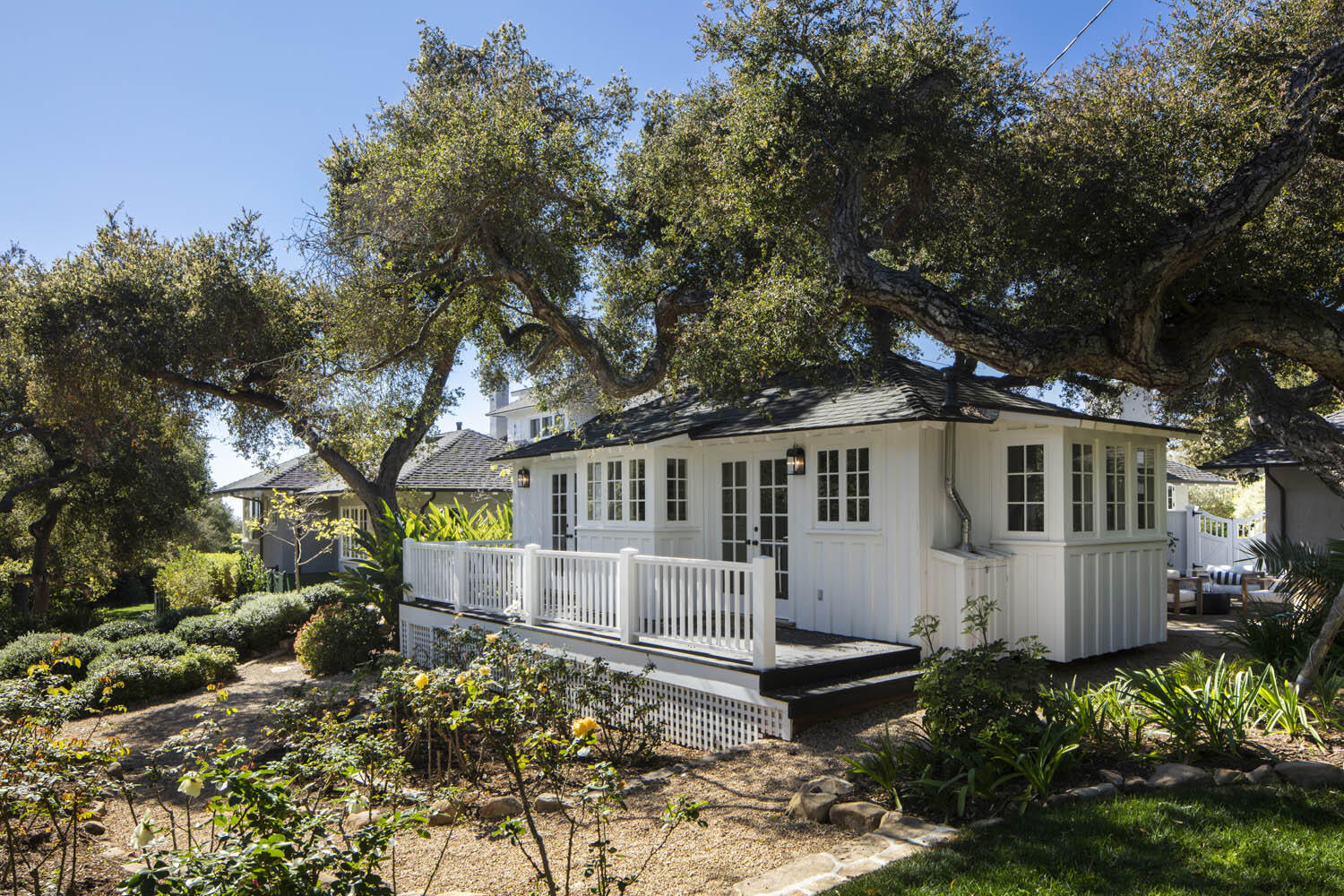 830 Riven Rock Road Montecito, CA 93108 - Photo 22 of 36 a front view of a house with a garden