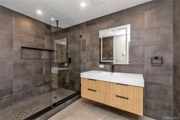 a front view of a building with street view