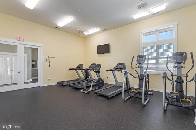 a view of a room with gym equipment