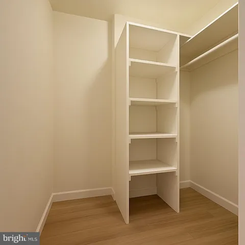 a view of an empty walk in closet
