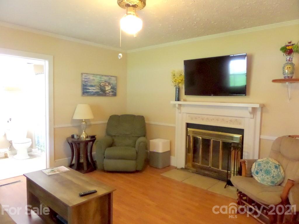 499 Oak Grove Road Flat Rock, NC 28731 - Photo 12 of 18 a living room with furniture a flat screen tv and a fireplace