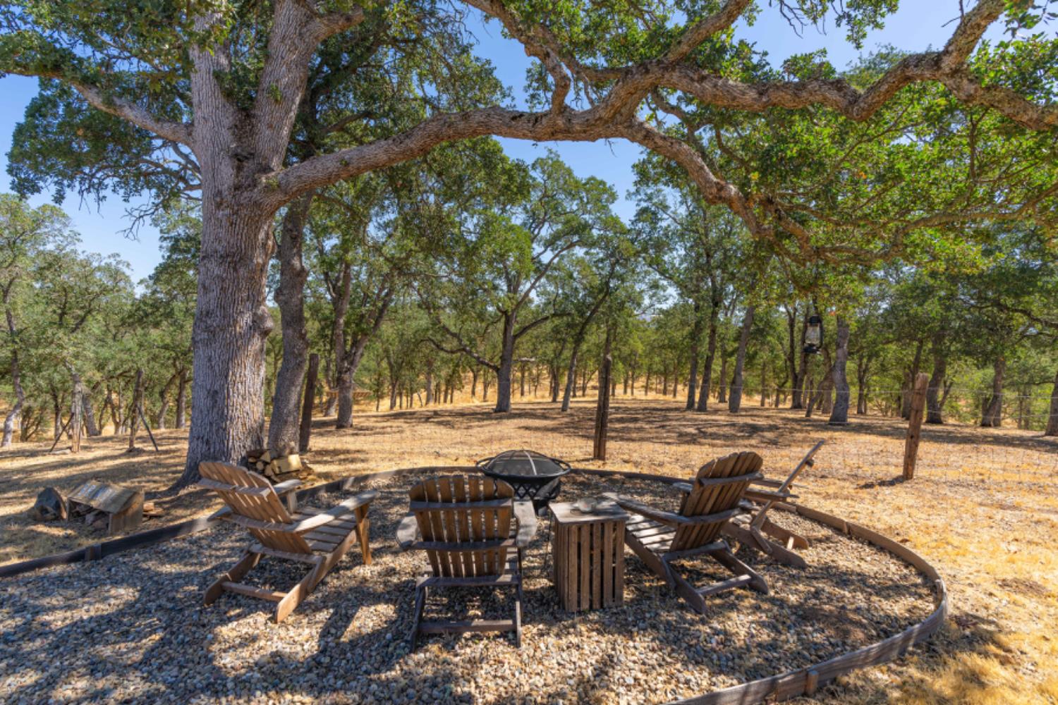 391 Spyglass Road Valley Springs, CA 95252 - Photo 4 of 30 a view of a backyard with table and chairs with a large tree