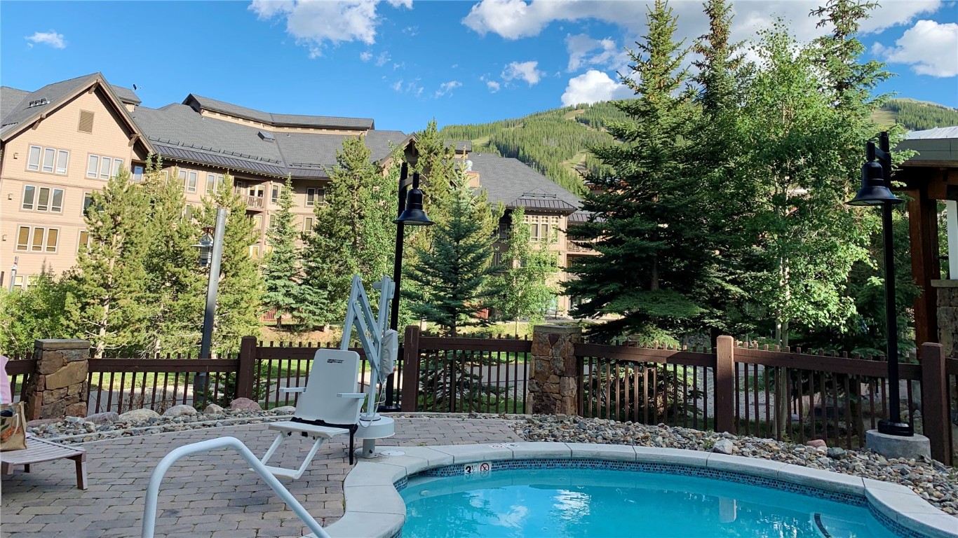 910 Copper Road, Unit 122 Copper Mountain, CO 80443 - Photo 15 of 25 a swimming pool with outdoor seating and yard