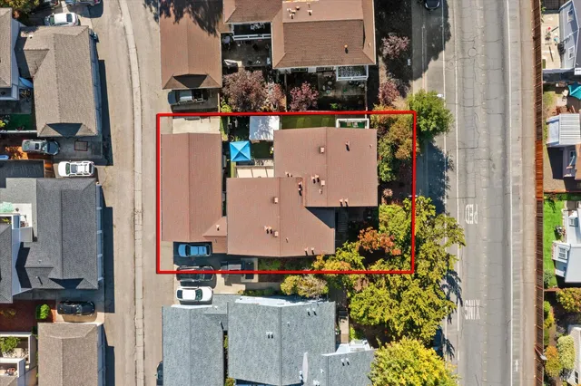 an aerial view of a house