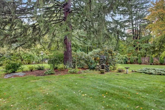 a backyard of a house with lots of green space