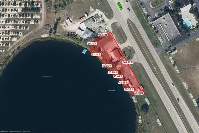 a view of a lake in middle of the town