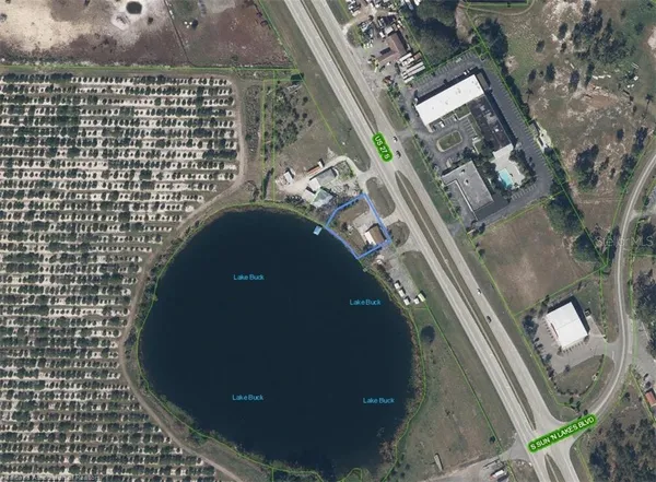 a view of a lake with houses