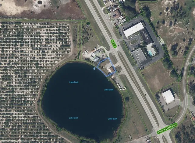 a view of a lake with houses