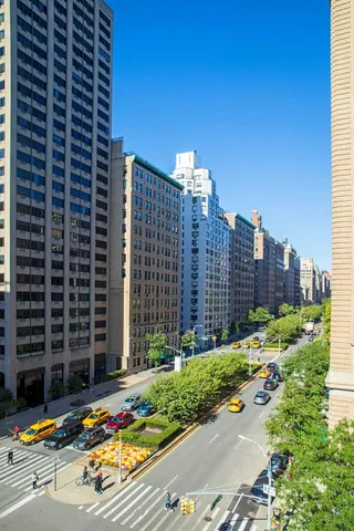 a view of a city with tall buildings