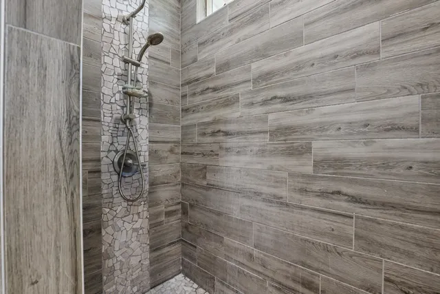 a bathroom with a shower