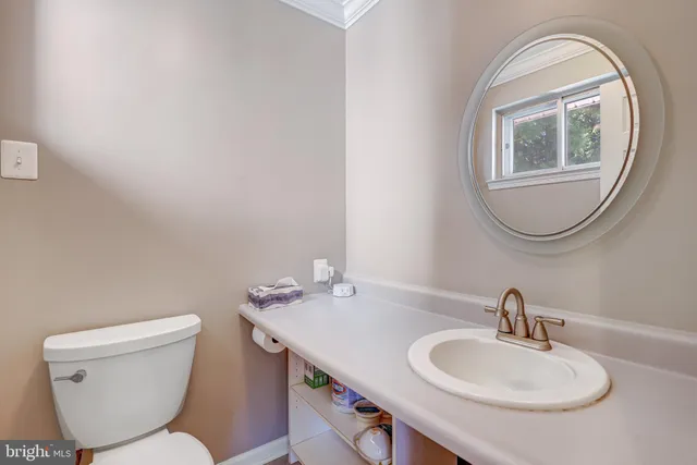 a bathroom with a toilet a sink and mirror
