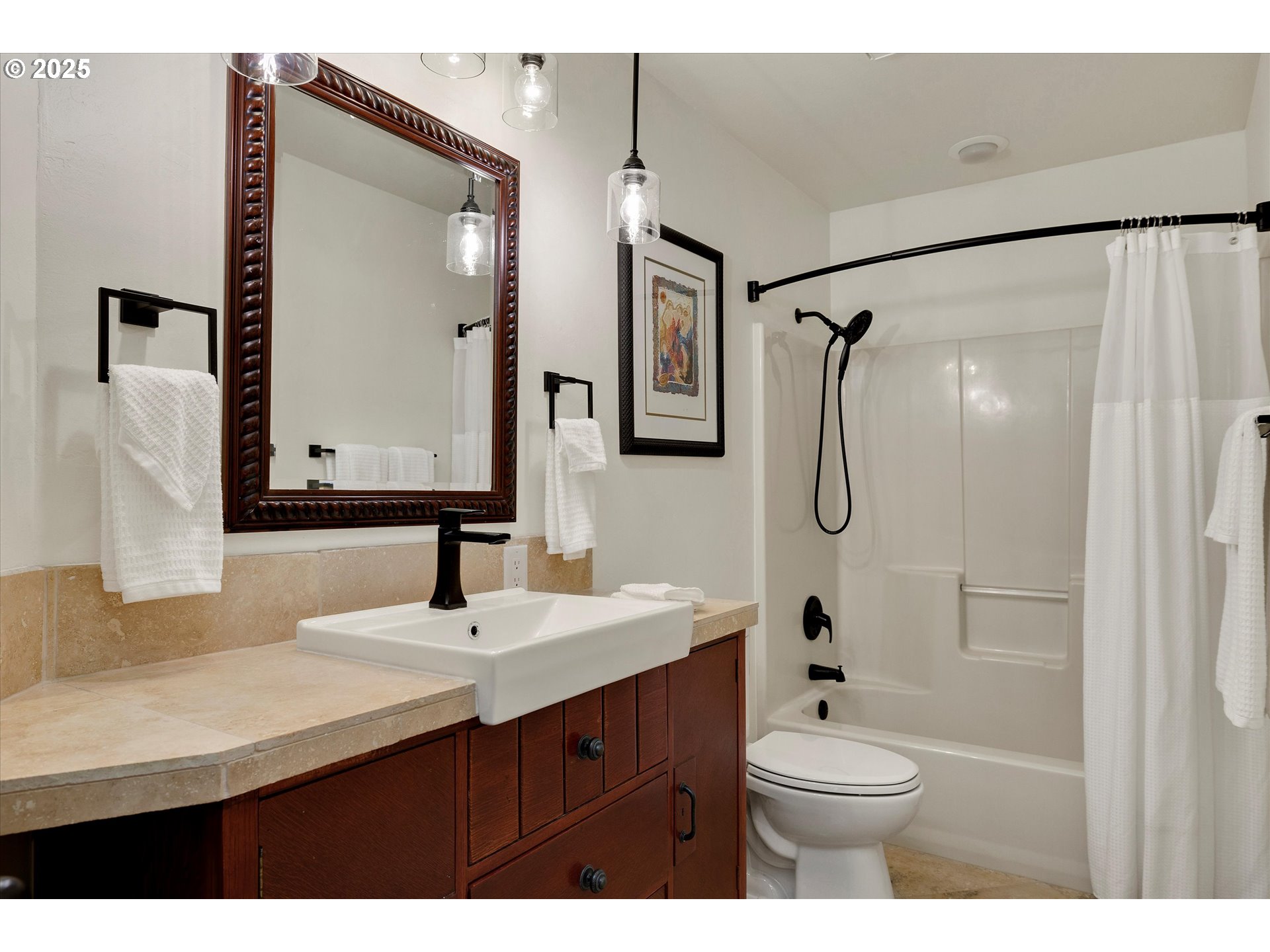 15451 Southeast Woodland Heights Road Amity, OR 97101 - Photo 19 of 48 a bathroom with a sink a toilet and shower