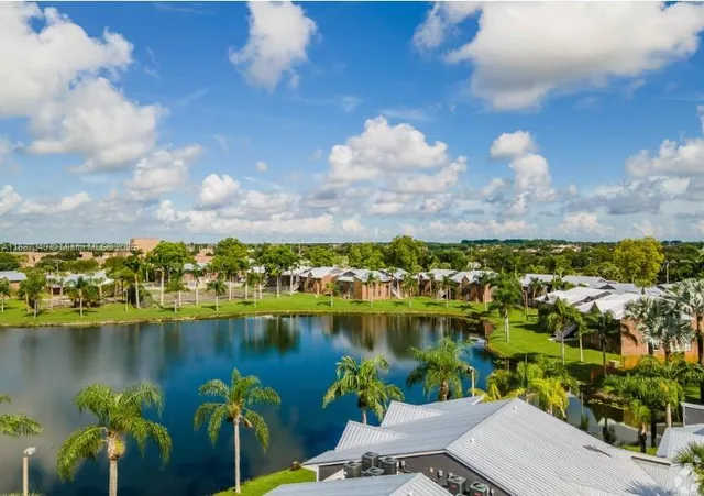 a view of a city and lake