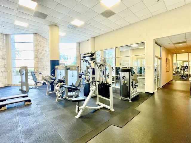 a view of a room with gym equipment