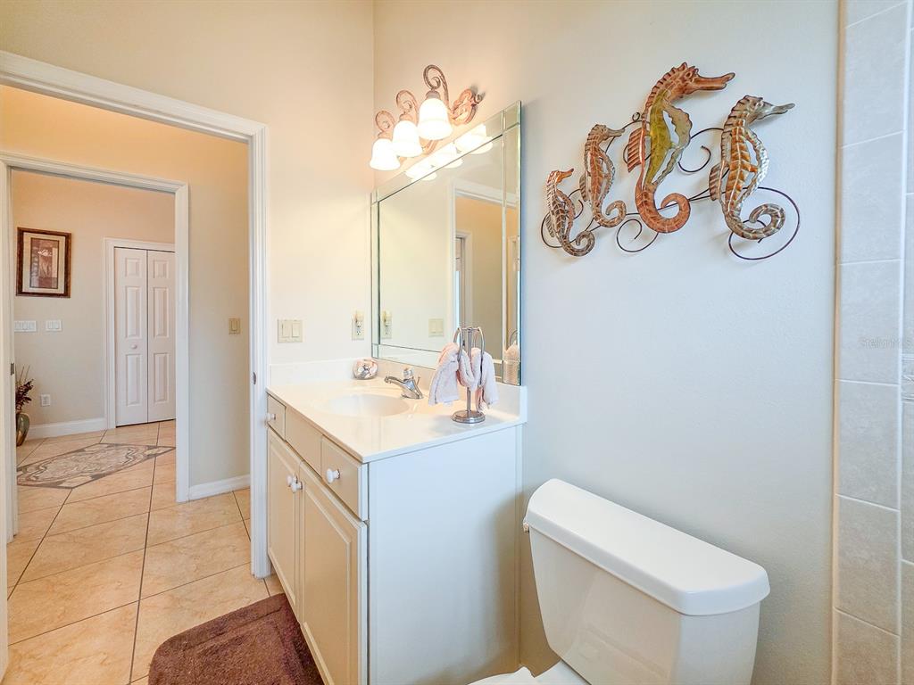 1 Ripley Place Palm Coast, FL 32164 - Photo 37 of 54 a bathroom with a sink a toilet and mirror