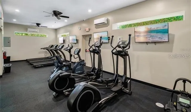 a view of a room with gym equipment