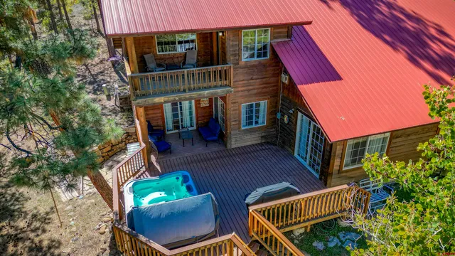 a balcony with chairs