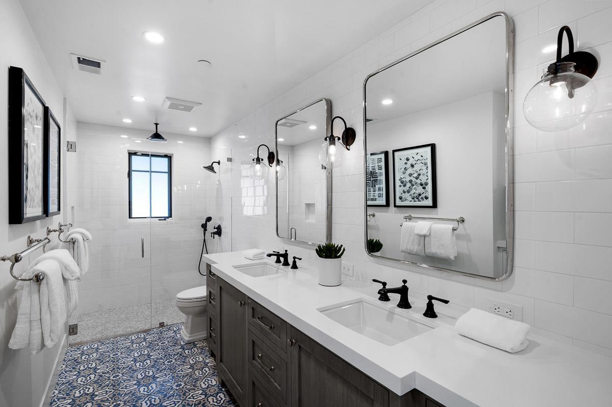 220 Ware Road Woodside, CA 94062 - Photo 33 of 59 a bathroom with a double vanity sink mirror and bathtub