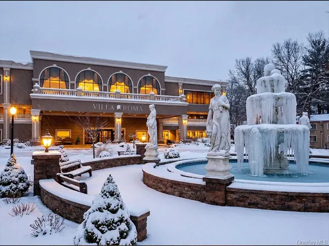 a view of a livingroom with furniture a fireplace and a chandelier