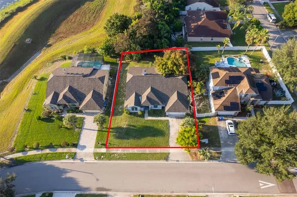 an aerial view of multiple house