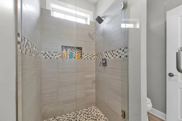 a bathroom with a shower