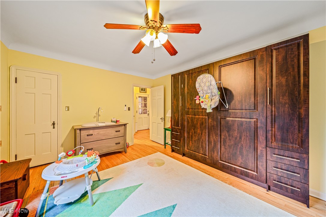 2710 Edgehill Road Cleveland, OH 44106 - Photo 18 of 44 Game room featuring light hardwood / wood-style flooring and ceiling fan