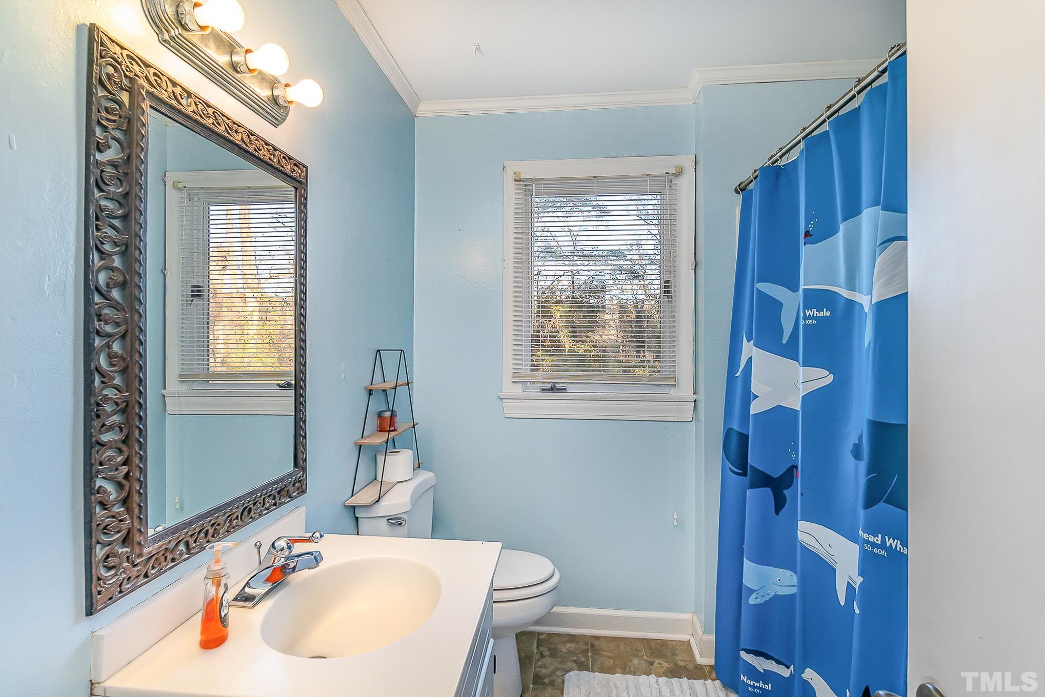2904 Hodges Road Kinston, NC 28504 - Photo 23 of 29 a bathroom with a sink a toilet and shower