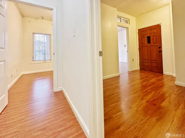 a view of a lake with a large building