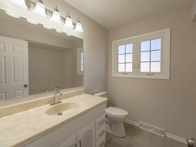 a bathroom with a toilet a sink and mirror