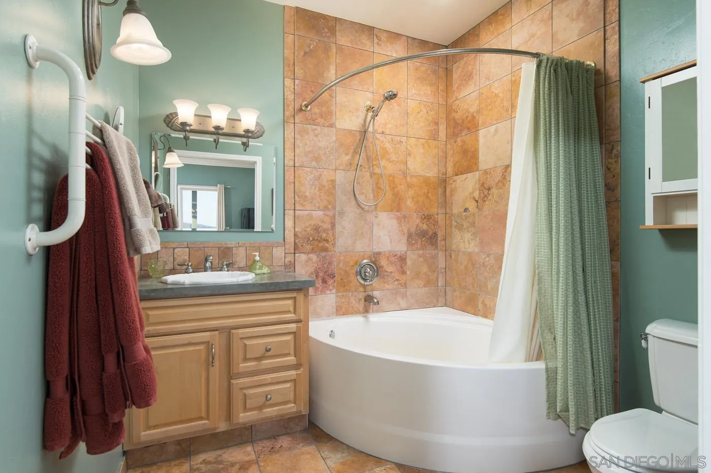 34896 Yuma Road Julian, CA 92036 - Photo 22 of 56 a bathroom with a sink a toilet and shower