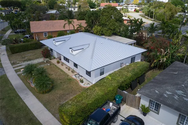 an aerial view of a house