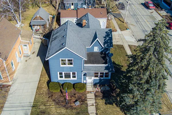 an aerial view of a house