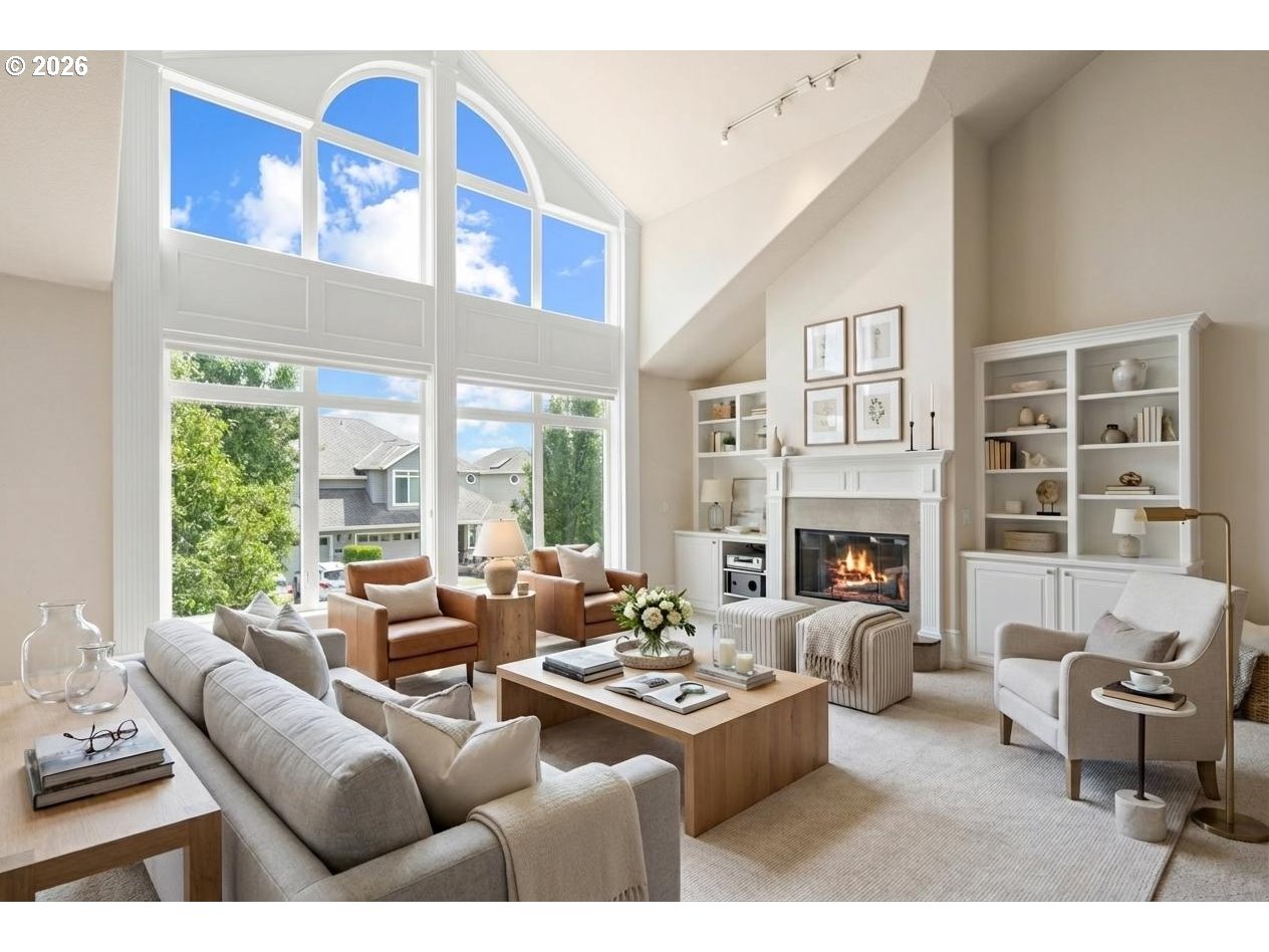 1925 Hall Street West Linn, OR 97068 - Photo 2 of 28 a living room with furniture a fireplace and a large window