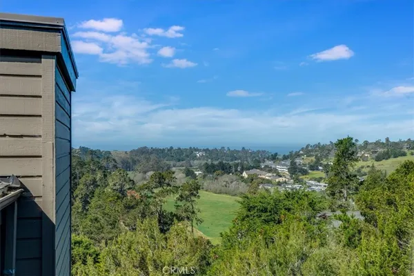 an aerial view of a house with a yard and lake view