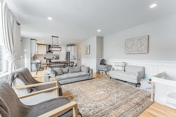 a living room with furniture and a couch