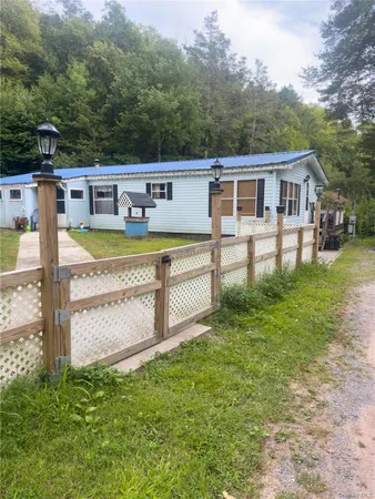 aerial view of a house with a yard