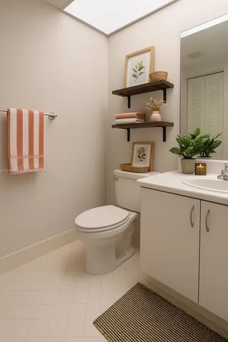 a bathroom with a toilet a sink and mirror