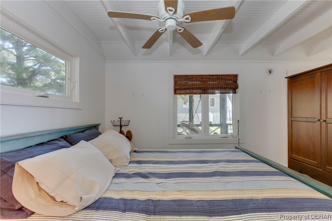 5403 Ark Road Gloucester, VA 23061 - Photo 40 of 50 Bedroom with beam ceiling, ceiling fan, and multiple windows