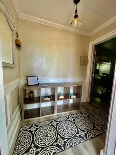 a bathroom with a glass door shower