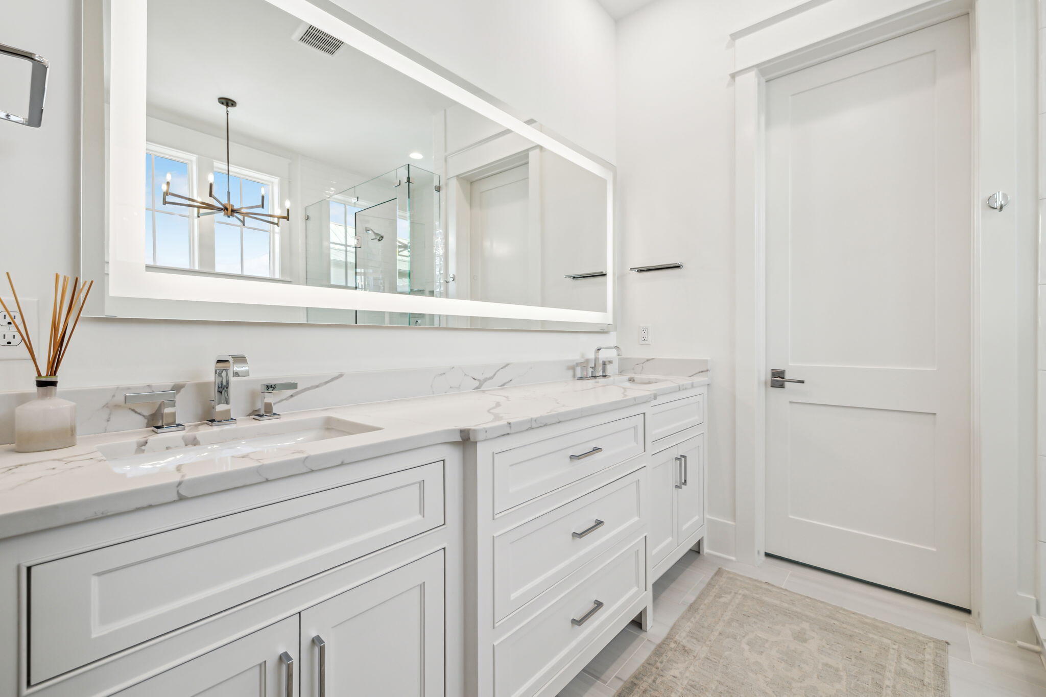 323 Pompano St Inlet Beach Inlet Beach, FL 32461 - Photo 42 of 79 a bathroom with double sink and a mirror