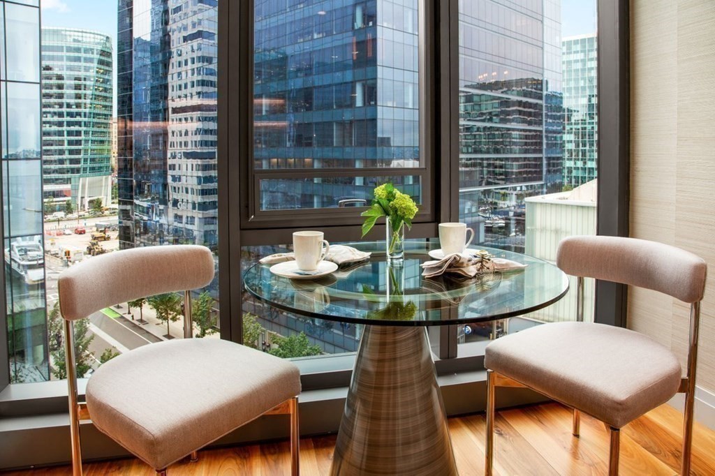 300 Pier 4 Blvd., Unit 8N Boston, MA 02210 - Photo 5 of 37 a view of a dining room with furniture and window