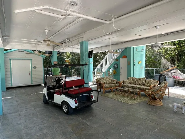 a car is parked in a garage