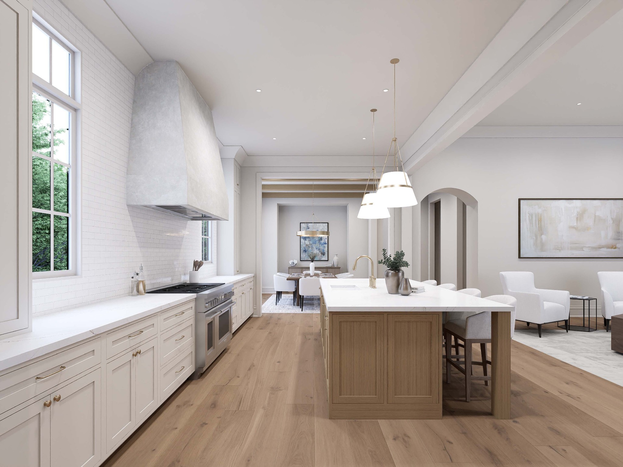 1919 Eliot Road Franklin, TN 37064 - Photo 6 of 13 a large kitchen with a large island in white cabinets a sink dishwasher a dining table and chairs with wooden floor